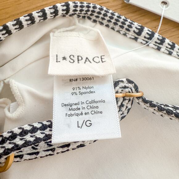 L Space Bikini Top Womens Sz Large Black White Helena Houndstooth Underwired NWT - Picture 5 of 5